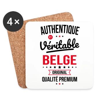 Authentique et véritable Belge - Original - Dessous de verre (lot de 4) - blanc - Devant