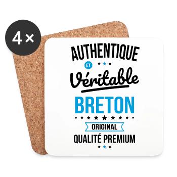 Authentique et véritable Breton - Original - Dessous de verre (lot de 4) - blanc - Devant