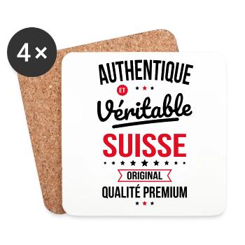 Authentique et véritable Suisse - Original - Dessous de verre (lot de 4) - blanc - Devant