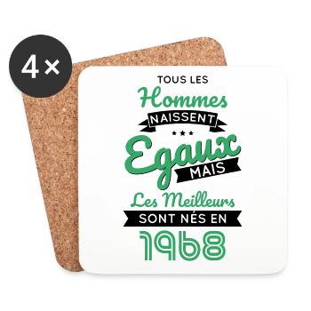 Anniversaire 55 ans - Meilleurs sont nés en 1968 - Dessous de verre (lot de 4) - blanc - Devant