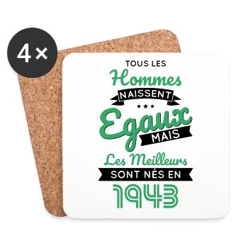 Anniversaire 81 ans - Meilleurs sont nés en 1943 - Dessous de verre (lot de 4) - blanc - Devant