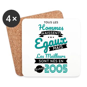 Anniversaire 20 ans - Meilleurs nés Février 2005 - Dessous de verre (lot de 4) - blanc - Devant