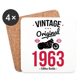 Anniversaire 60 ans - Vintage 1963 Original - Dessous de verre (lot de 4) - blanc - Devant