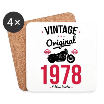 Anniversaire 45 ans - Vintage 1978 Original - Dessous de verre (lot de 4) - blanc - Devant