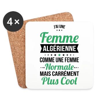 J'ai une femme Algérienne plus cool - Dessous de verre (lot de 4) - blanc - Devant