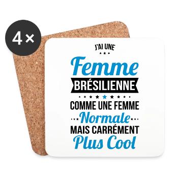 J'ai une femme Brésilienne plus cool - Dessous de verre (lot de 4) - blanc - Devant
