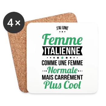 J'ai une femme Italienne plus cool - Dessous de verre (lot de 4) - blanc - Devant