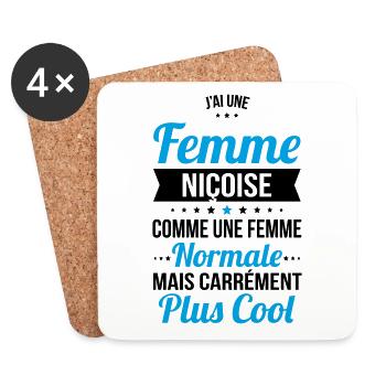 J'ai une femme Niçoise plus cool - Dessous de verre (lot de 4) - blanc - Devant