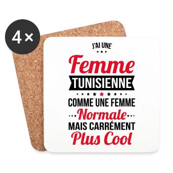 J'ai une femme Tunisienne plus cool - Dessous de verre (lot de 4) - blanc - Devant
