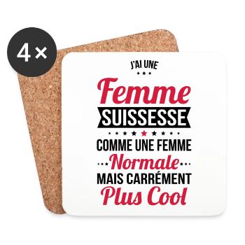 J'ai une femme Suissesse plus cool - Dessous de verre (lot de 4) - blanc - Devant