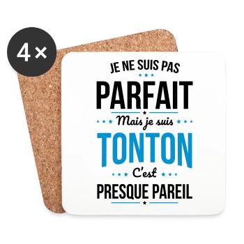 Je ne suis pas parfait mais je suis Tonton - Dessous de verre (lot de 4) - blanc - Devant