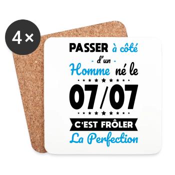 Anniversaire - Né le 7 Juillet Frôler perfection - Dessous de verre (lot de 4) - blanc - Devant
