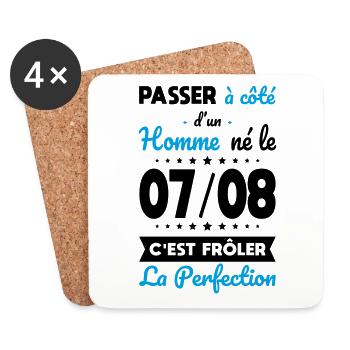 Anniversaire - Né le 7 Août Frôler perfection - Dessous de verre (lot de 4) - blanc - Devant