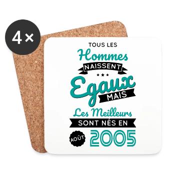 Anniversaire 20 ans - Meilleurs nés Août 2005 - Dessous de verre (lot de 4) - blanc - Devant
