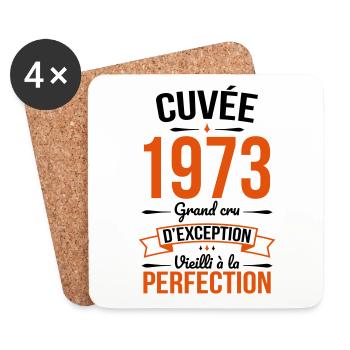 Anniversaire 50 ans - Cuvée 1973 - Cadeau Humour - Dessous de verre (lot de 4) - blanc - Devant
