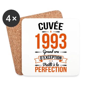 Anniversaire 30 ans - Cuvée 1993 - Cadeau Humour - Dessous de verre (lot de 4) - blanc - Devant