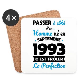 Anniversaire 30 ans - Né en Septembre 1993 - Dessous de verre (lot de 4) - blanc - Devant