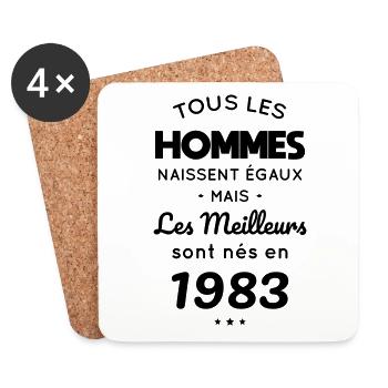 Anniversaire 40 ans - Meilleurs sont nés en 1983 - Dessous de verre (lot de 4) - blanc - Devant