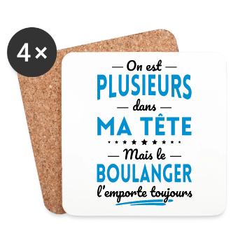 Plusieurs dans tête Boulanger l'emporte toujours - Dessous de verre (lot de 4) - blanc - Devant