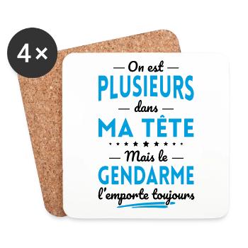 Plusieurs dans tête le Gendarme l'emporte toujours - Dessous de verre (lot de 4) - blanc - Devant