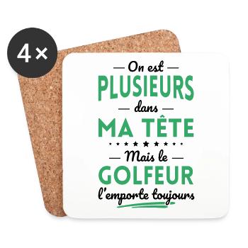 Plusieurs dans tête le Golfeur l'emporte toujours - Dessous de verre (lot de 4) - blanc - Devant