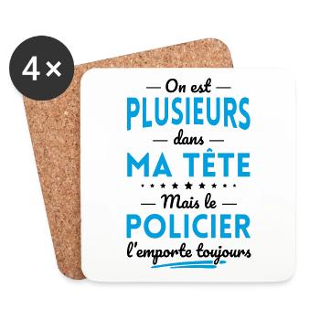 Plusieurs dans tête le Policier l'emporte toujours - Dessous de verre (lot de 4) - blanc - Devant
