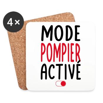 Mode Pompier activé - Idée cadeau - Dessous de verre (lot de 4) - blanc - Devant