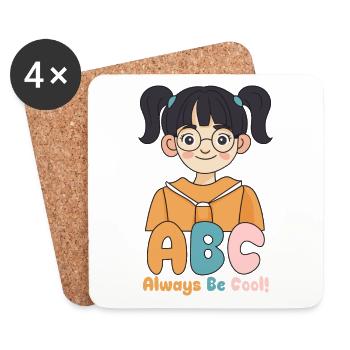 Inscription à l’école ABC Fille d’école d’enfant à l’école Allways be Call - Dessous de verre (lot de 4) - blanc - Devant