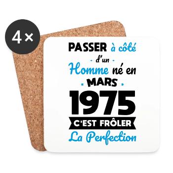 50th Anniversary - Born in March 1975 - Coasters (set of 4) - white - Front