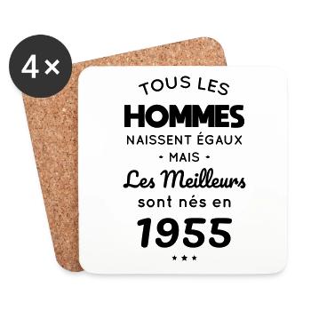 70th Anniversary - Best Born in 1955 - Coasters (set of 4) - white - Front