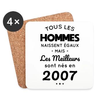18th birthday - Best were born in 2007 - Coasters (set of 4) - white - Front