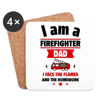 Dad Firefighter Father's Day Gift - Coasters (set of 4) - white - Front