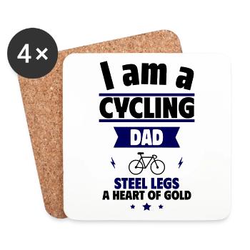 Father's Day Gift Cyclist Dad with Heart - Coasters (set of 4) - white - Front