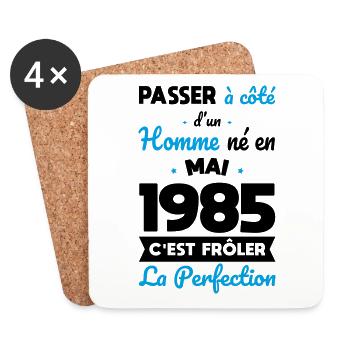 Anniversaire 40 ans - Né en Mai 1985 - Dessous de verre (lot de 4) - blanc - Devant