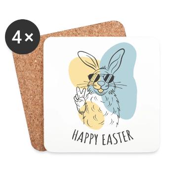 Happy Easter - Easter Bunny - Easter Egg - Gift - Coasters (set of 4) - white - Front