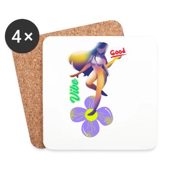 Vibe Good Flower Surf Art - Coasters (set of 4) - white - Front
