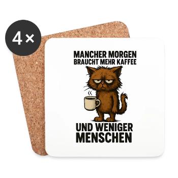 Lundi Chat Café Drôle De Bureau Dire - Dessous de verre (lot de 4) - blanc - Devant