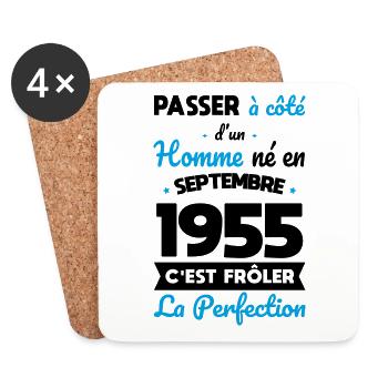 70th birthday - Born in September 1955 - Coasters (set of 4) - white - Front