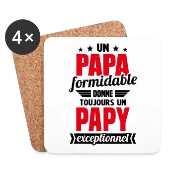 Un Papa Formidable Donne Un Papy Exceptionnel - Dessous de verre (lot de 4) - blanc - Devant