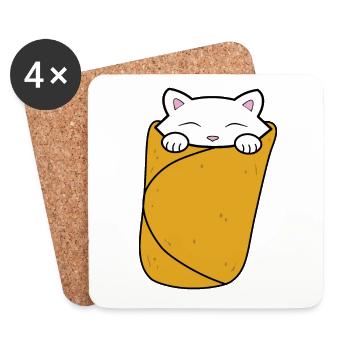Purrito, cute cat burrito. - Coasters (set of 4) - white - Front