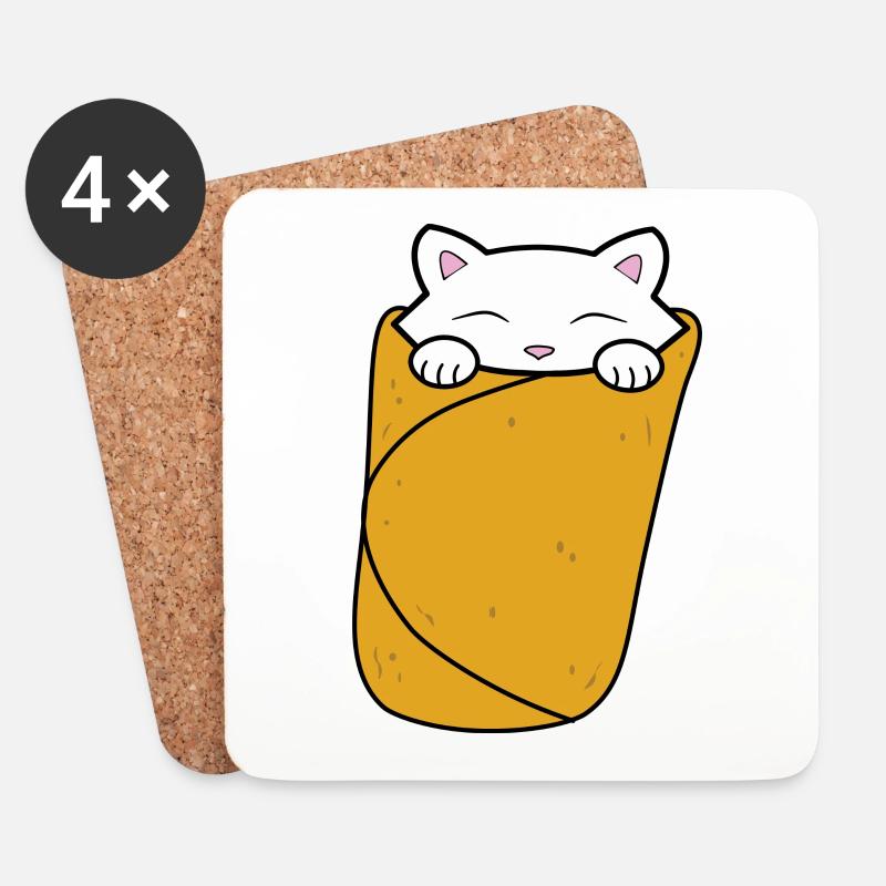 Purrito, süßer Katzenburrito. - Untersetzer (4er-Set) - Weiß