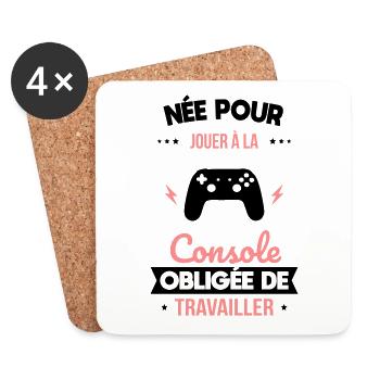 Née pour jouer à la console Obligée de travailler - Dessous de verre (lot de 4) - blanc - Devant