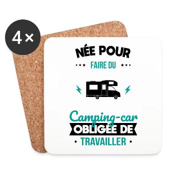 Née pour faire camping-car Obligée de travailler - Dessous de verre (lot de 4) - blanc - Devant