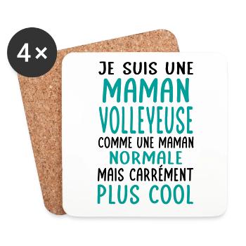 Maman volleyeuse comme maman normale plus cool - Dessous de verre (lot de 4) - blanc - Devant