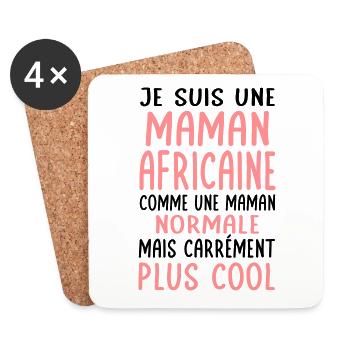 Maman Africaine comme maman normale plus cool - Dessous de verre (lot de 4) - blanc - Devant