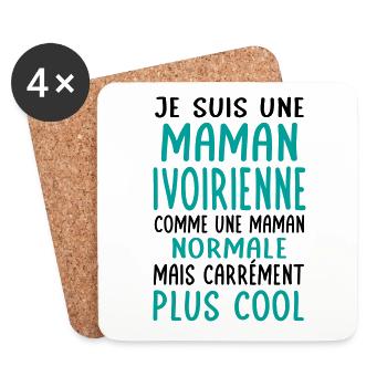 Maman Ivoirienne comme maman normale plus cool - Dessous de verre (lot de 4) - blanc - Devant