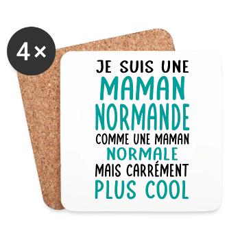 Maman Normande comme maman normale plus cool - Dessous de verre (lot de 4) - blanc - Devant