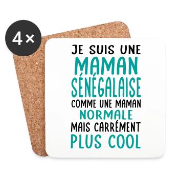 Maman Sénégalaise comme maman normale plus cool - Dessous de verre (lot de 4) - blanc - Devant