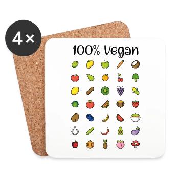 100% végétalien - Dessous de verre (lot de 4) - blanc - Devant