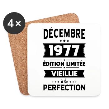 Anniversaire 45 ans - Décembre 1977 Perfection - Dessous de verre (lot de 4) - blanc - Devant
